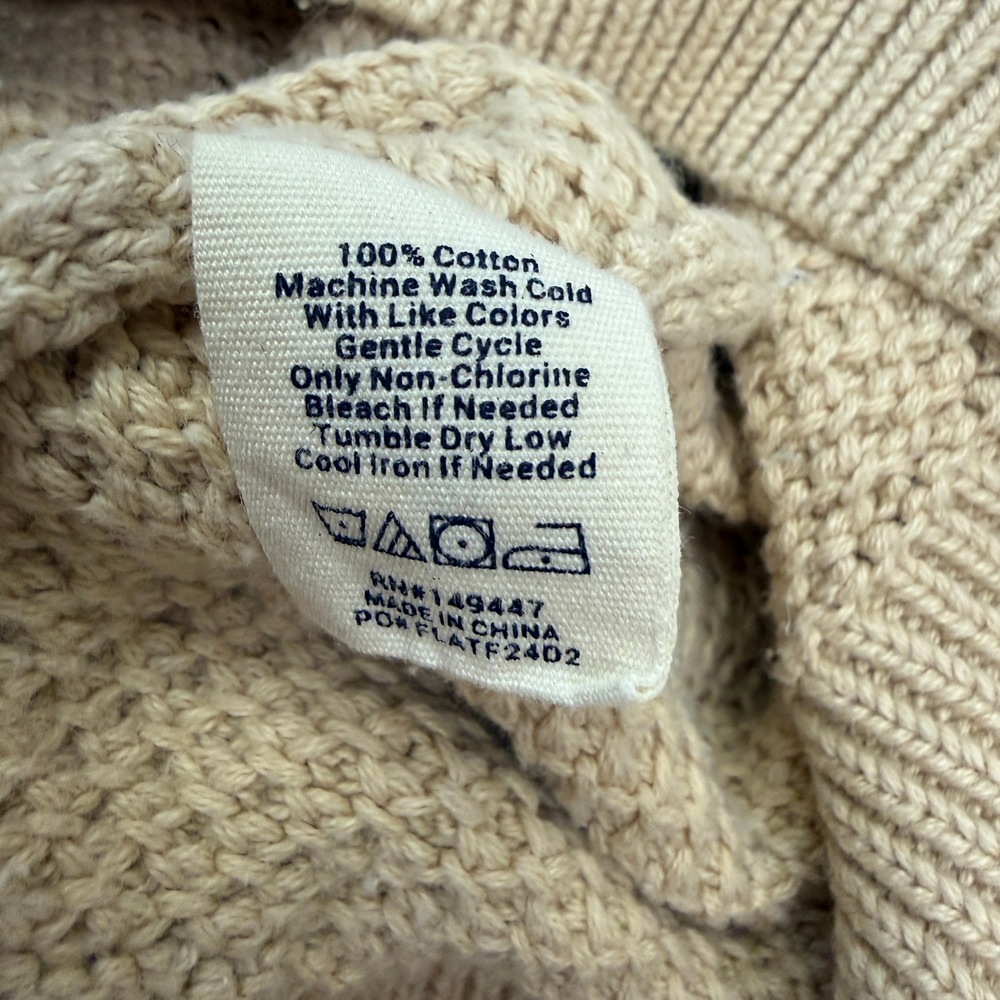 The Normal Brand Mens Moss Stitch Crew Tan Size Large Fisherman Preppy Neutral - Picture 10 of 10
